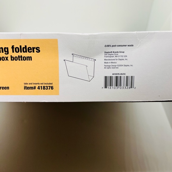 NWT Staples Hanging Folders 3” Box Bottom - Picture 3 of 3